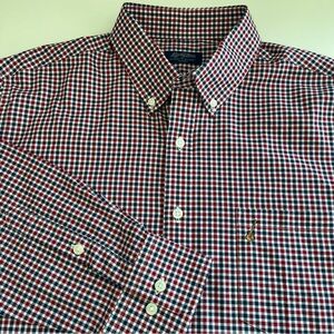 Lansky Bros Red Blue Plaid Long Sleeve Button Down Large Clothier to‎ the King